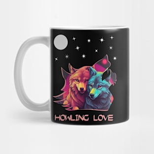 HOWLING LOVE MOON STARS WOLVES WOLF SILHOUETTE Mug